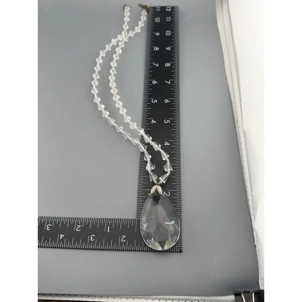 Vintage Miriam Haskell Necklace Acrylic Beads Glass Teardrop Pendant 22 Inch